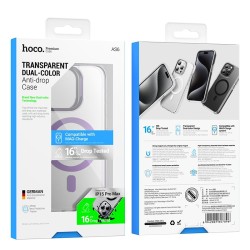 Θήκη Hoco Magnetic Premium Series Anti-Drop Magnetic Mag-charge για Apple iPhone 15 Pro Max Διάφανη Μωβ