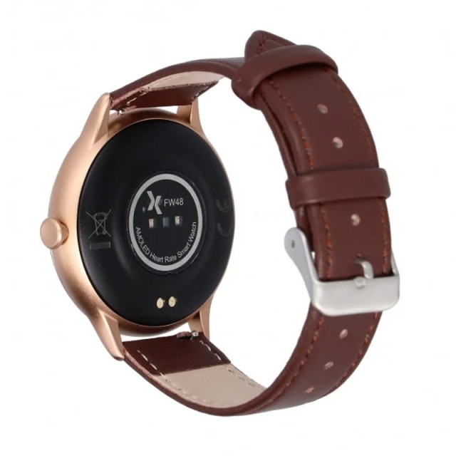 Smartwatch Maxcom FW48 Vanad Satin IP67 200mAh με 1.32” AMOLED Ecoleather Band Gold Satin