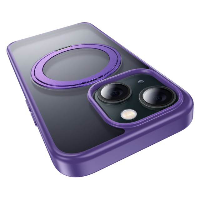 Θήκη Hoco Stand Magnetic Case 2 in 1 Mag-Charge 360° Rotating Ring για Apple iPhone 15 Plus Μωβ
