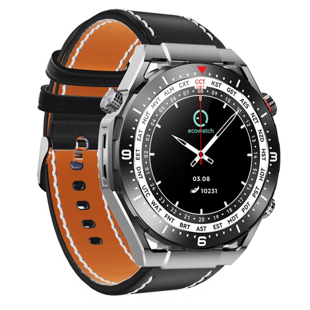 Smartwatch Ecowatch 1 1.52” 400mAh IP67 Μαύρο με Silicon PU Leather και Metal Band Smartwatch Ecowatch 1 1.52” 400mAh IP67 Μαύρο με Silicon PU Leather και Metal Band