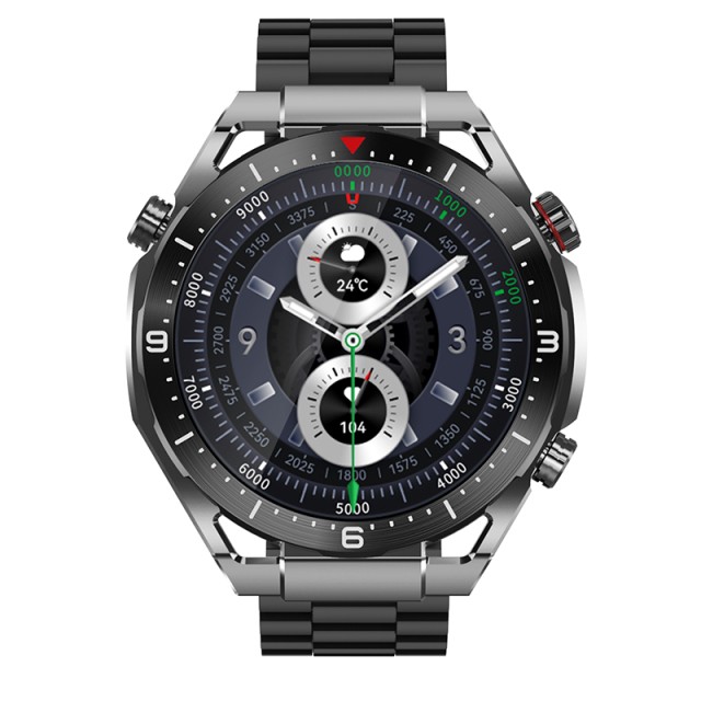 Smartwatch Ecowatch 1 1.52” 400mAh IP67 Μαύρο με Silicon PU Leather και Metal Band Smartwatch Ecowatch 1 1.52” 400mAh IP67 Μαύρο με Silicon PU Leather και Metal Band