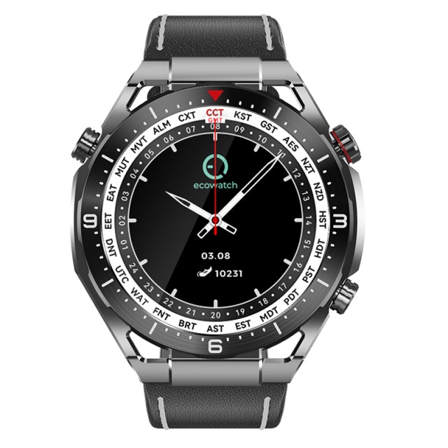 Smartwatch Ecowatch 1 1.52” 400mAh IP67 Μαύρο με Silicon PU Leather και Metal Band Smartwatch Ecowatch 1 1.52” 400mAh IP67 Μαύρο με Silicon PU Leather και Metal Band