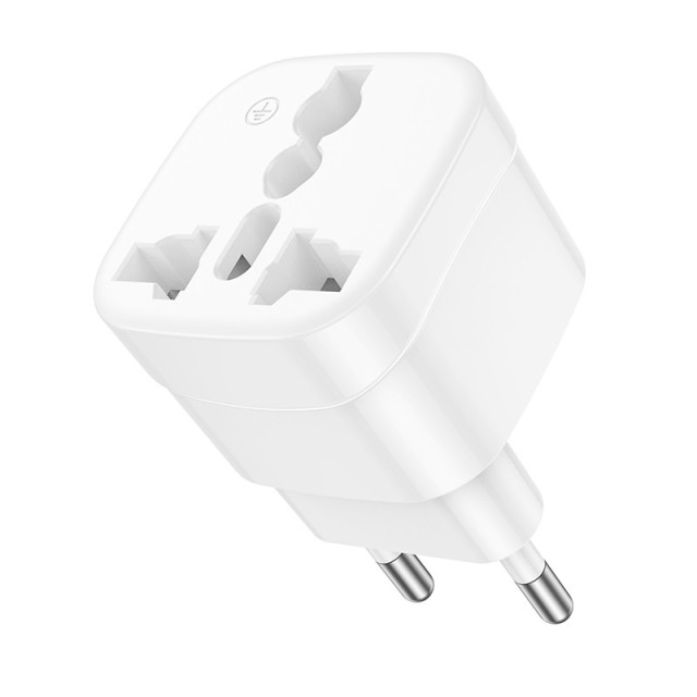 Αντάπτορας Hoco DC60 Universal (UK, 3C 3Plug, 3C 2Plug, US Plug) σε European Λευκός