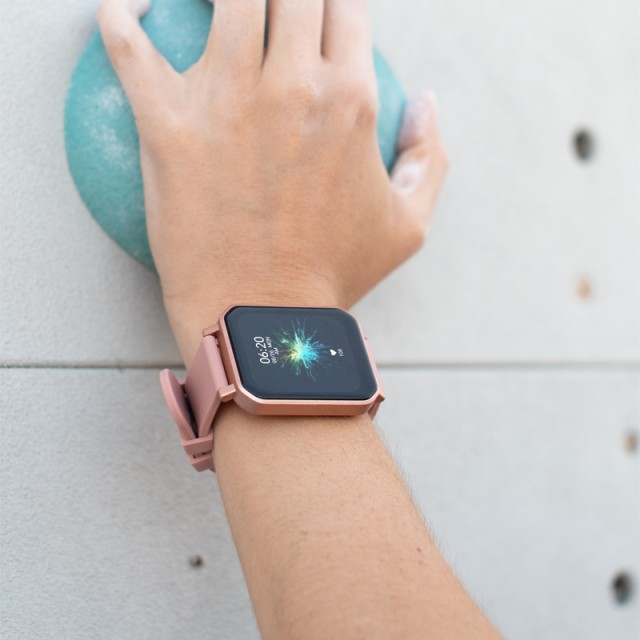 Smartwatch Maxcom FW56 Carbon Pro IP68 260mAh με 1.85” HD IPS με Δυνατότητα Κλήσεων Ροζ Χρυσό Silicon Band