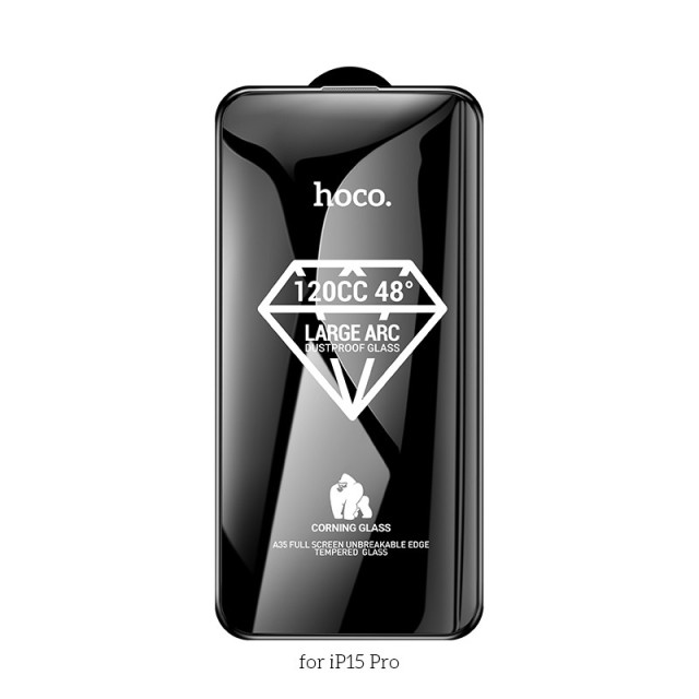 Tempered Glass Hoco Premium Series A35 120CC Large Arc Dustproof 0.4mm 2.5D Anti-Fall για Apple iPhone 15 Pro