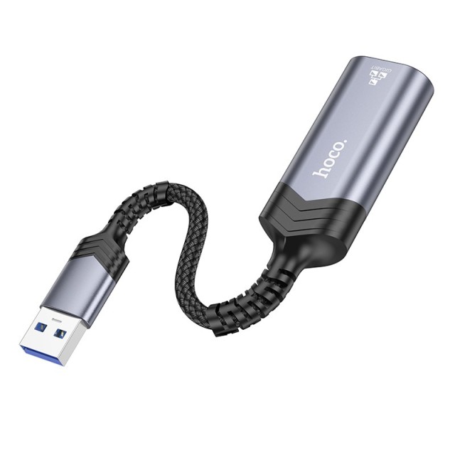 Αντάπτορας  Hoco UA26 USB σε RJ45 OTG 1000Mbps 12.5cm Γκρι