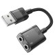 Εξωτερική Κάρτα Ήχου Hoco LS37 Spirit 2-σε-1 USB σε 2x3.5mm για Μικρόφωνο και Ήχο Hi-Fi με 15εκ Καλώδιο Μαύρο