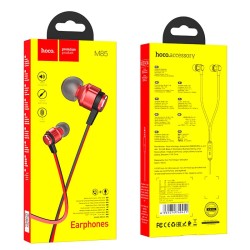 Hands Free Hoco M85 Platinum Sound Earphones Stereo 3.5mm Deep Bass Κόκκινο 1.2m