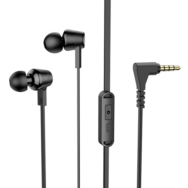 Hands Free Hoco M86 Oceanic Universal Earphones Deep Bass Stereo με 3.5mm Γωνιακό Κονέκτορα Μαύρο 1.2m