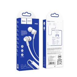 Hands Free Hoco M86 Oceanic Universal Earphones Deep Bass Stereo με 3.5mm Γωνιακό Κονέκτορα Λευκό 1.2m