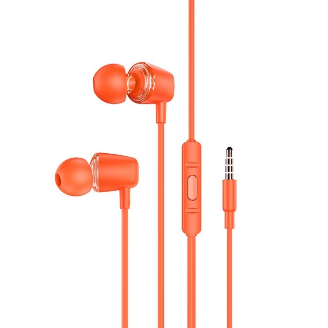 Hands Free Hoco M107 Discoverer Universal Earphones 3.5mm Πορτοκαλί 1.2m