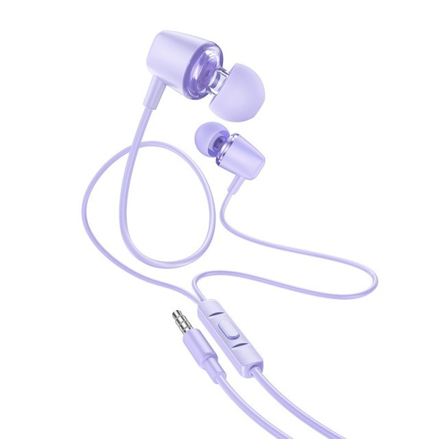 Hands Free Hoco M107 Discoverer Universal Earphones 3.5mm Μωβ 1.2m