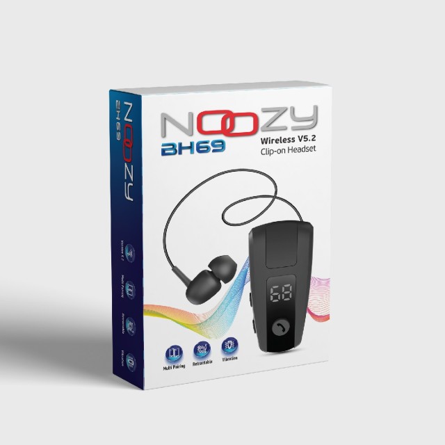 Bluetooth Hands Free Noozy Roller BH69 V.5.2 με LED Οθόνη Δόνηση και Strap Λαιμού Multi Pairing Μαύρο με 11 Ώρες Λειτουργίας