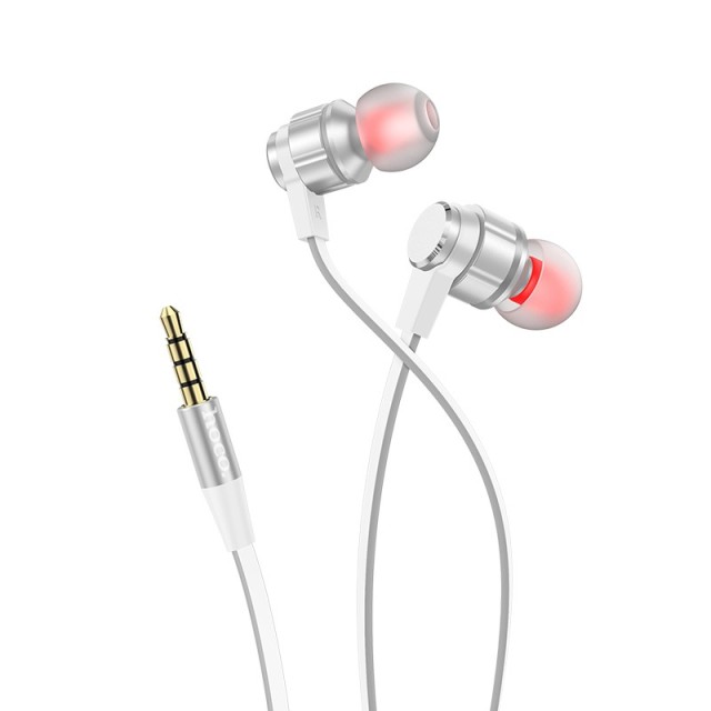 Hands Free Hoco M85 Platinum Sound Universal Earphones Stereo 3.5mm Deep Bass Ασημί 1.2m