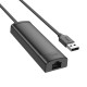 Hub USB Hoco HB42 Easy Safety 4-in-1 USB σε 3xUSB 3.0 480Mbps και RJ45 100Mbps 1.2m Μαύρο