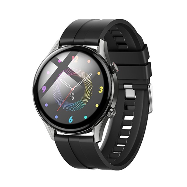 Smartwatch Hoco Y7 Pro IP67            με Δυνατότητα Κλήσεων Silicon Band Metal Grey