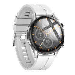 Smartwatch Hoco Y7 Pro IP67  με Δυνατότητα Κλήσεων Silicon Band Ασημί