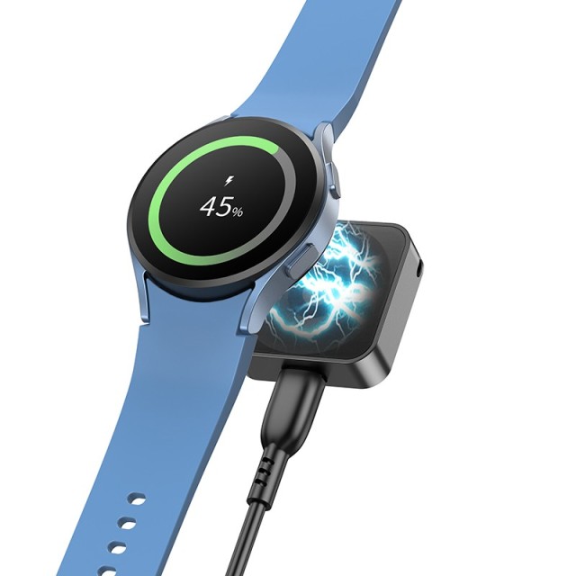 Ασύρματος Φορτιστής Hoco CW56 Συμβατός με Samsung Galaxy Watch 1, 2, 3, 4, 5th Gen Μαύρος