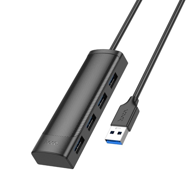 Hub USB Hoco HB41 Easy Safety 4-in-1 USB3.0 σε 4xUSB3.0 5Gbps 5V/3A Μαύρο 1.2m