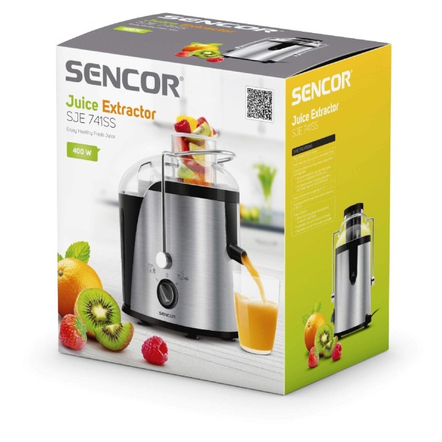 Αποχυμωτής Αργής Σύνθλιψης Sencor SJE 741SS 400W με Φίλτρο Τιτανίου και Αυτόματο Διαχωρισμό Πολτού