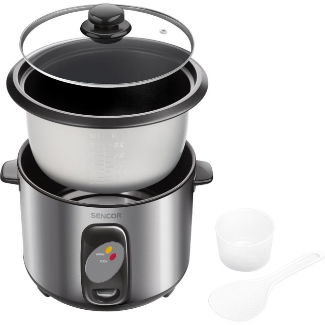 Ατμομάγειρας Ρυζιού Rice Cooker 1,5lt Stainless Steel Sencor SRM 1550SS Ασημί