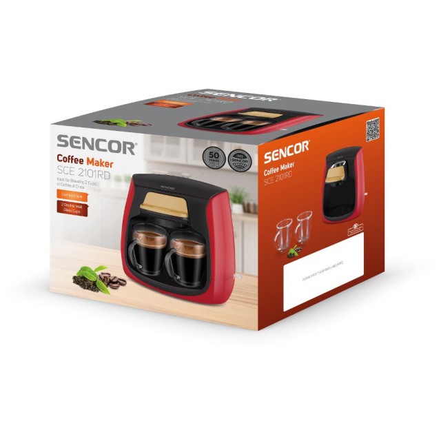 Καφετιέρα Φίλτρου Sencor SCE 2101RD 0.3L 500W Κόκκινη Καφετιέρα Φίλτρου Sencor SCE 2101RD 0.3L 500W Κόκκινη