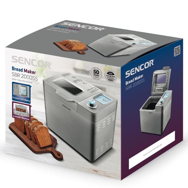 Αρτοπαρασκευαστής Sencor SBR 2000SS Inox 900g με Αυτόματη Προσθήκη Υλικών & 23 Προγράμματα Αρτοπαρασκευαστής Sencor SBR 2000SS Inox 900g με Αυτόματη Προσθήκη Υλικών & 23 Προγράμματα