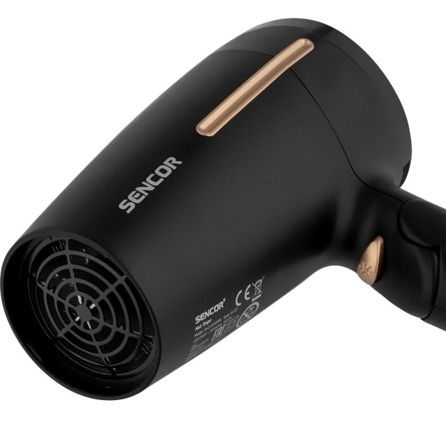 Σεσουάρ Μαλλιών Ταξιδίου Sencor SHD 0045BK 1600W Αναδιπλούμενο με 2 Επιλογές Θερμοκαρασίας και Ταχύτητας Αέρα Μαύρο