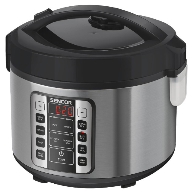 Ατμομάγειρας Ρυζιού Rice Cooker 1,5lt με Οθόνη και 11 Λειτουργίες Sencor SRM 3151BK Ασημί