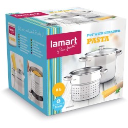 Κατσαρόλα Ζυμαρικών με Σουρωτήρι 24cm 8lt Stainless Steel Lamart LTSS2417