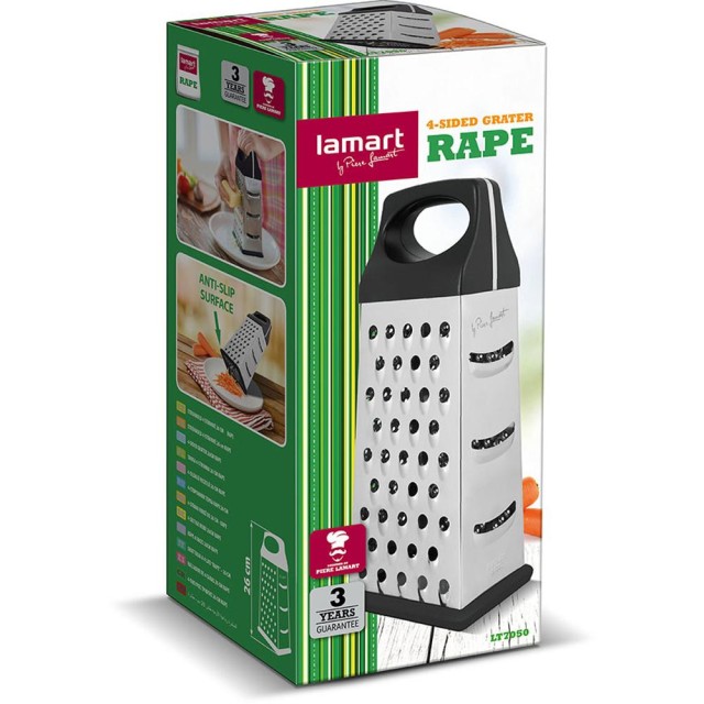 Τρίφτης 4 Πλευρών από Ανοξείδωτο Ατσάλι 26cm RAPE Lamart LT7050 Γκρι/Μαύρο