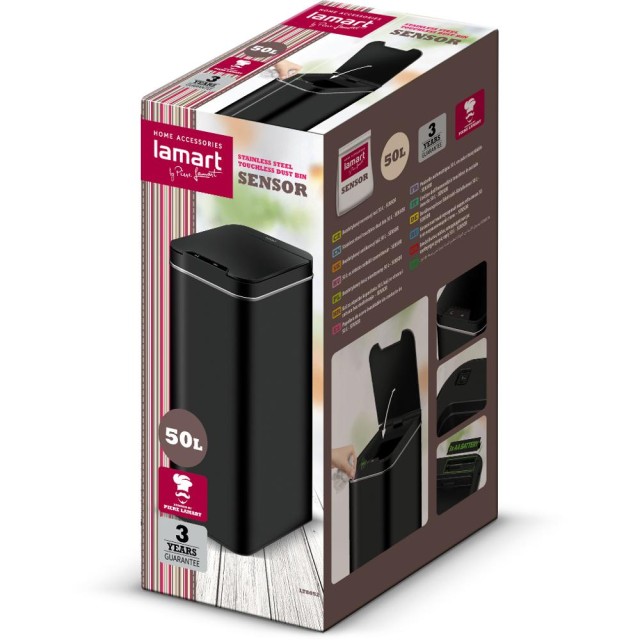 Κάδος Απορριμμάτων από Ανοξείδωτο Ατσάλι με Φωτοκύτταρο 50lt  Lamart LT8052 Μαύρο Κάδος Απορριμμάτων από Ανοξείδωτο Ατσάλι με Φωτοκύτταρο 50lt  Lamart LT8052 Μαύρο