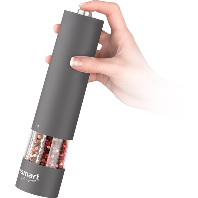 Ηλεκτρικός Μύλος Μπαχαρικών Lamart LT7021 4xAA 60ml με Rubber Επίστρωση και Φωτισμό Γκρι
