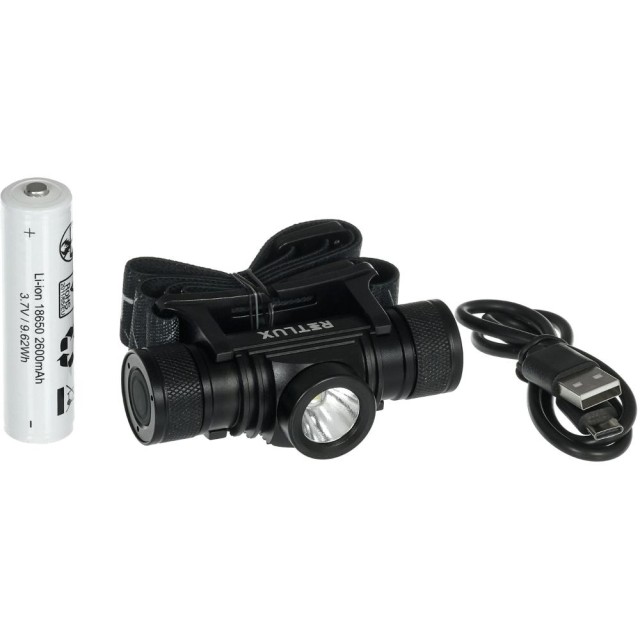 Επαναφορτιζόμενος Φακός Κεφαλής Retlux RPL 706 800 Lumens IP65 Απόσταση Δέσμης: 200m με Αισθητήρας Kίνησης και Λειτουργία Power Bank 2600mAh