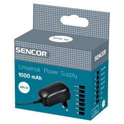 Universal Φορτιστής Sencor SPS 10 1000mAh  με αποσπόμενα βύσματα micro USB, 5.5 x 1.5, 5.5 x 2.5, 3.5 x 1.35, 5.0 x 2.1, 2.5mm, 3.5mm