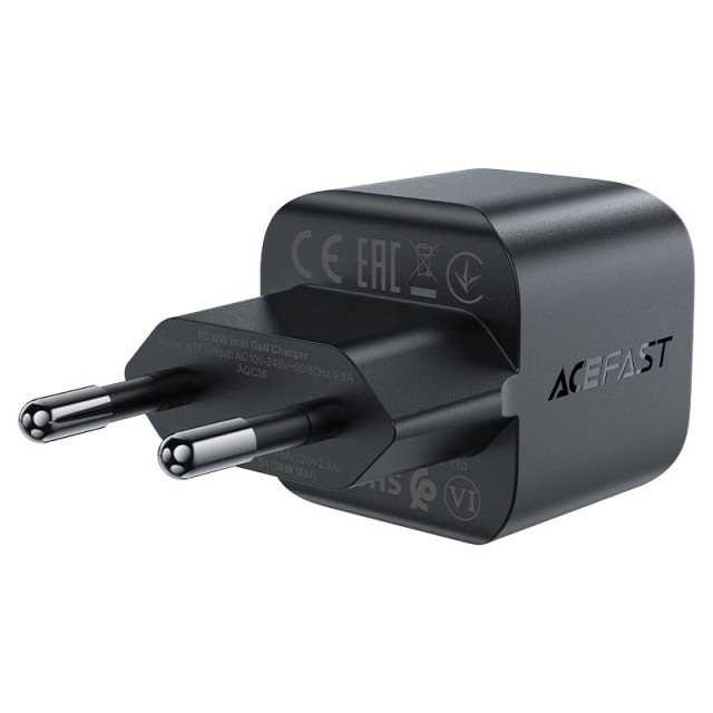 Φορτιστής Ταξιδίου Acefast A77 Fast Charging USB-C Mini PD30W GaN Μαύρο