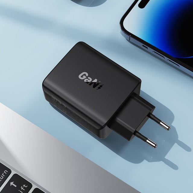 Φορτιστής Ταξιδίου Acefast A61 Fast Charging με 2xUSB-C + 2xUSB-A PD45W GaN Μαύρο