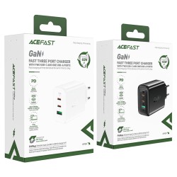 Φορτιστής Ταξιδίου Acefast A41 Fast Charging με 2xUSB-C + USB-A PD65W GaN Λευκό