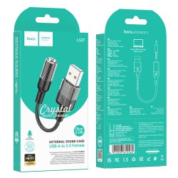 Εξωτερική Κάρτα Ήχου Hoco LS37 USB 3.5mm για Μικρόφωνο και Ήχο Μαύρο