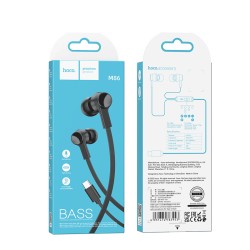 Hands Free Hoco M86 Oceanic Universal Earphones Deep Bass Stereo Συμβατά με Όλες τις Συσκευές USB-C Μαύρο 1.2m