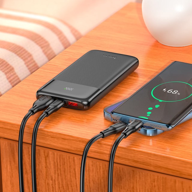 Power Bank Hoco J121 10000mAh PD3.0, PD20W, QC3.0, QC2.0 με 2xUSB-A και USB-C Μαύρο