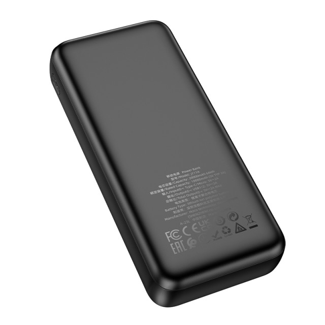 Power Bank Hoco J111A 20000mAh 96Wh με 2x USB-A 5V/2A Μαύρο