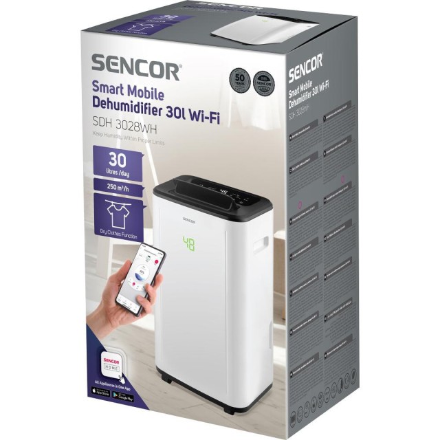 Αφυγραντήρας Sencor SDH 3028WH  Wi-Fi 30lt/ημέρα 420 W Κάλυψη 30-89τμ