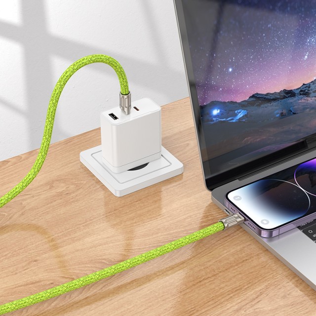 Λουράκι Λαιμού/Καλώδιο Φόρτισης Hoco USB-C to Lightning Πράσινο 1.8m