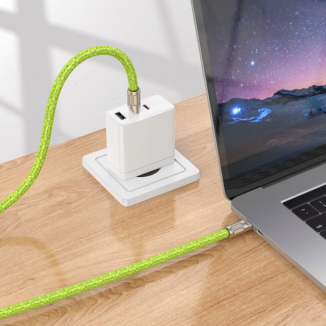 Λουράκι Λαιμού/Καλώδιο Φόρτισης Hoco USB-C σε USB-C  Πράσινο 1.8m