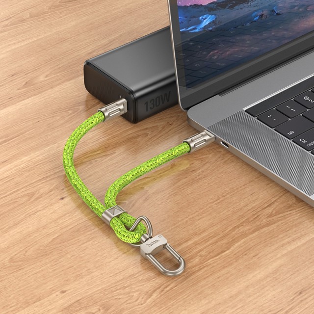 Hoco Λουράκι Καρπού/Καλώδιο Φόρτισης USB-C σε USB-C  Πράσινο 22cm