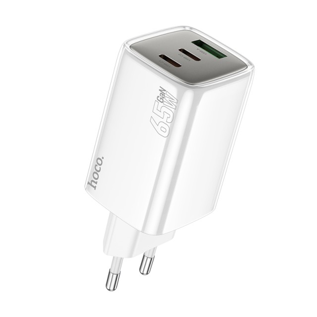 Φορτιστής Ταξιδίου Hoco N41 Almighty με 2xUSB-C 65W and USB-A 30W Εξόδους Φόρτισης Λευκός