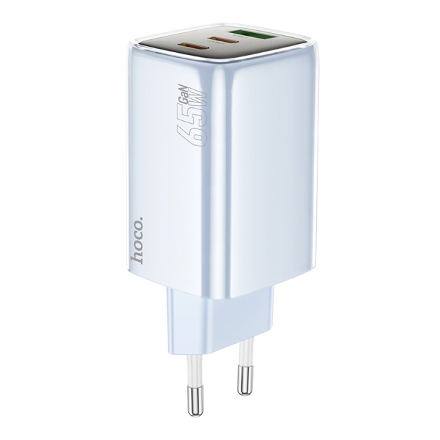 Φορτιστής Ταξιδίου Hoco N41 Almighty με 2xUSB-C 65W and USB-A 30W Εξόδους Φόρτισης Μπλέ