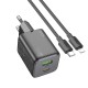 Φορτιστής Ταξιδίου Hoco N41 Almighty με  1xUSB-A 18W και 1xUSB-C 20W + Καλώδιο Φόρτισης Type C to Lightning Μαύρος