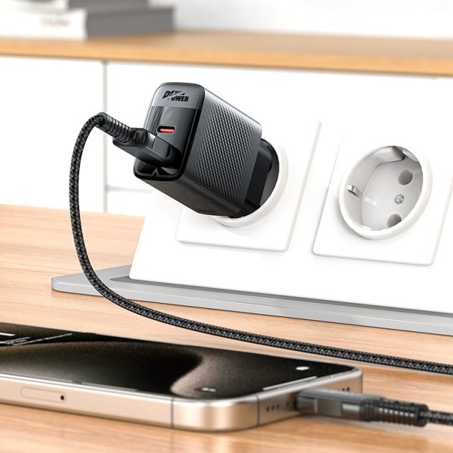 Φορτιστής Ταξιδίου Acefast  A98 GaN με 1xUSB-C και 1xUSB-A 30W Μαύρος